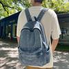 Fashion Lightweight Denim Backpack Large Capacity Multi-pocket Shoulder Bag Solid Color School Bag Women
