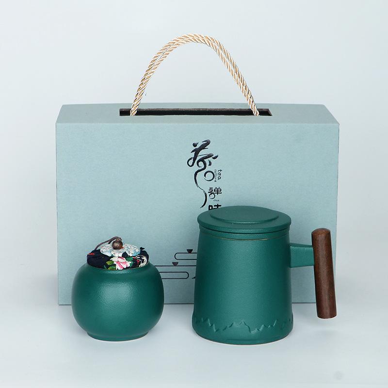 Ceramic office cup tea separation teacup mug cup simple water cup tea cup business gift