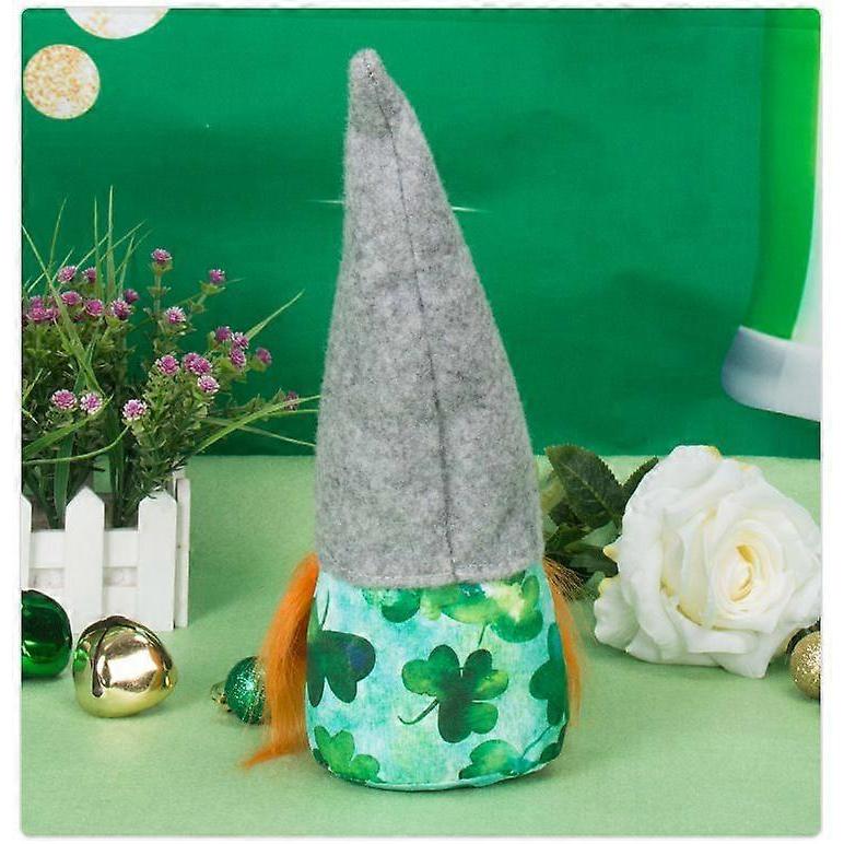 St. Patrick's Day Gnome Decoration  Green Clover Spring Plush Doll Handmade Swedish Gnome Elf Dwarf Cute Bunny Shape Doll Home Decoration Ornaments F