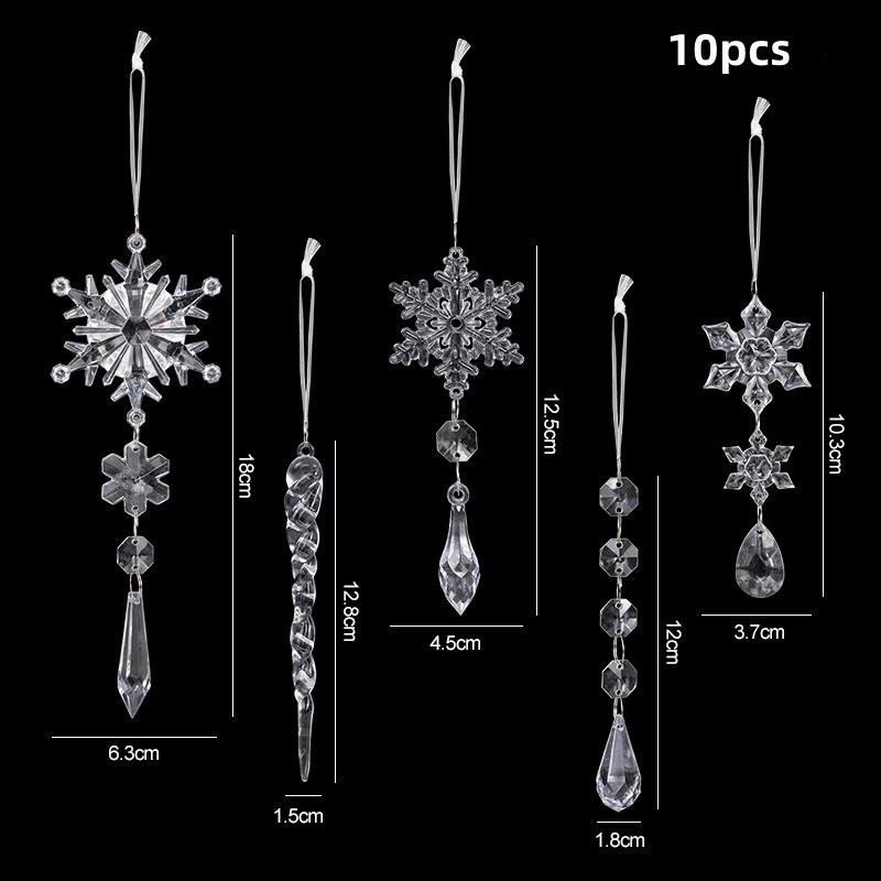 

10Pcs Acrylic Snowflake Simulation Ice Pendants Xmas Tree Hanging Ornament Christmas Decorations For Home New Year Gift