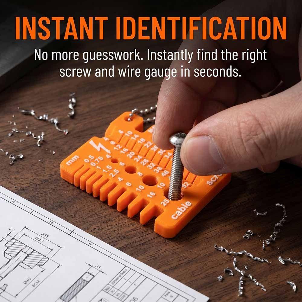 Compact Wire Screw Measuring Tool Portable Double-sided Ruler Nut Drill Bit Thread Checker  Bolts