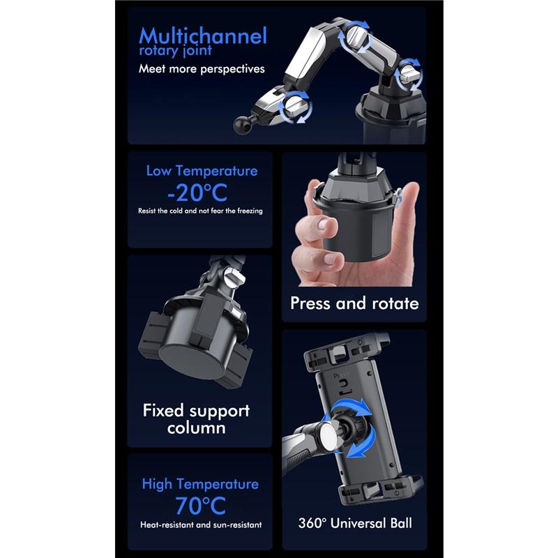 Car Cup Phone Holder Adjustable Car in-car Water Cup Holder Long Joint Position CellPhone Tablet Computer Universal Car Bracket