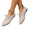 Women's Fashion Pointed Toe Lace-up Casual Flat Shoes for Plus Size