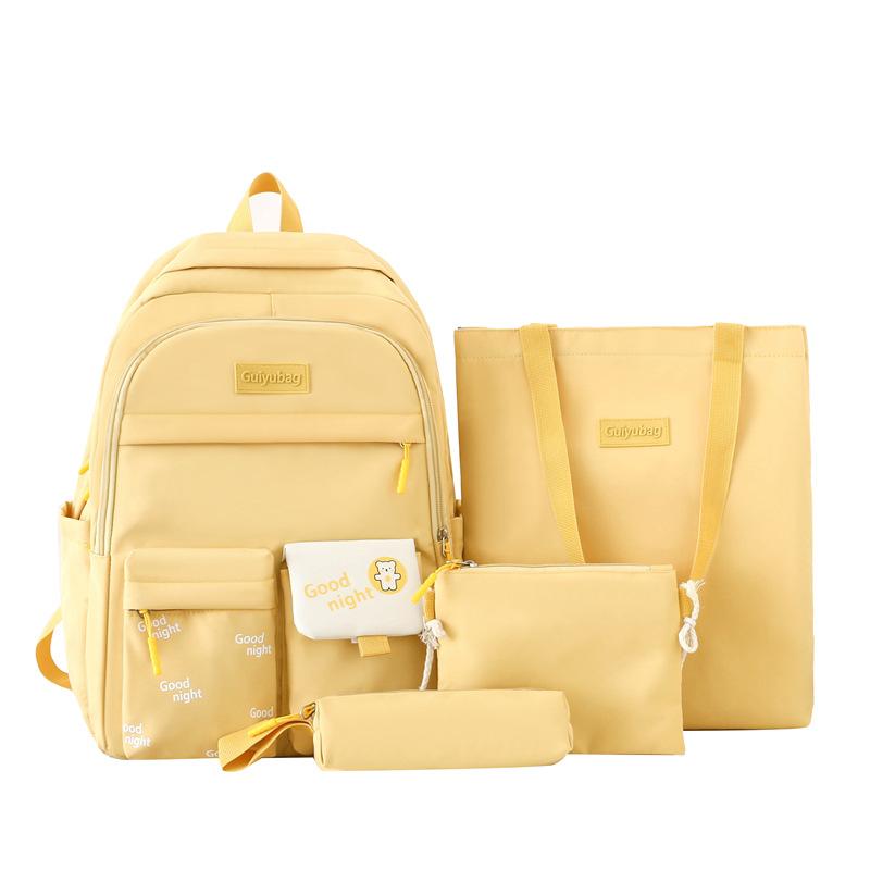 Primary and Secondary School Students' School Bag Tutoring Bag Four Piece Korean Version Small Fresh Large Capacity Backpack Student School Bag