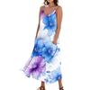 Women's Casual Tie-Dye Floral Print Sleeveless Pocket Dress