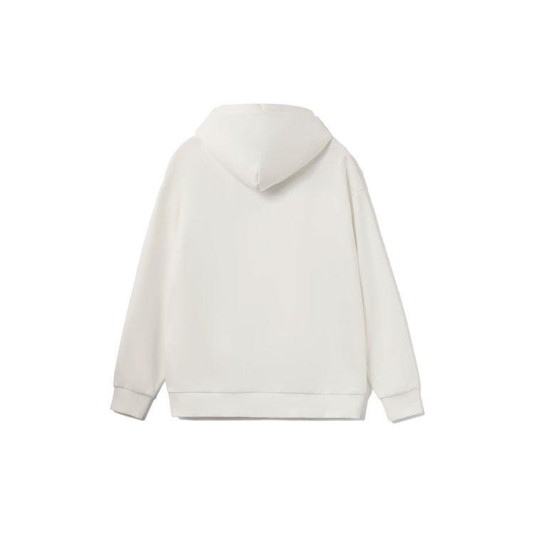 LiNing Embroidered Logo Fleece Pullover Long Sleeve Sweatshirt Unisex Tops Off-White AWDRD42-1