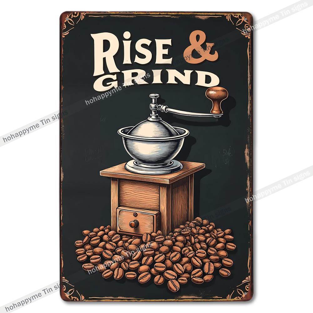Retro Coffee Metal Tin Sign Vintage Wall Art Decor Grinder Decorative Kitchen Dining Room Home Decor Gift Idea
