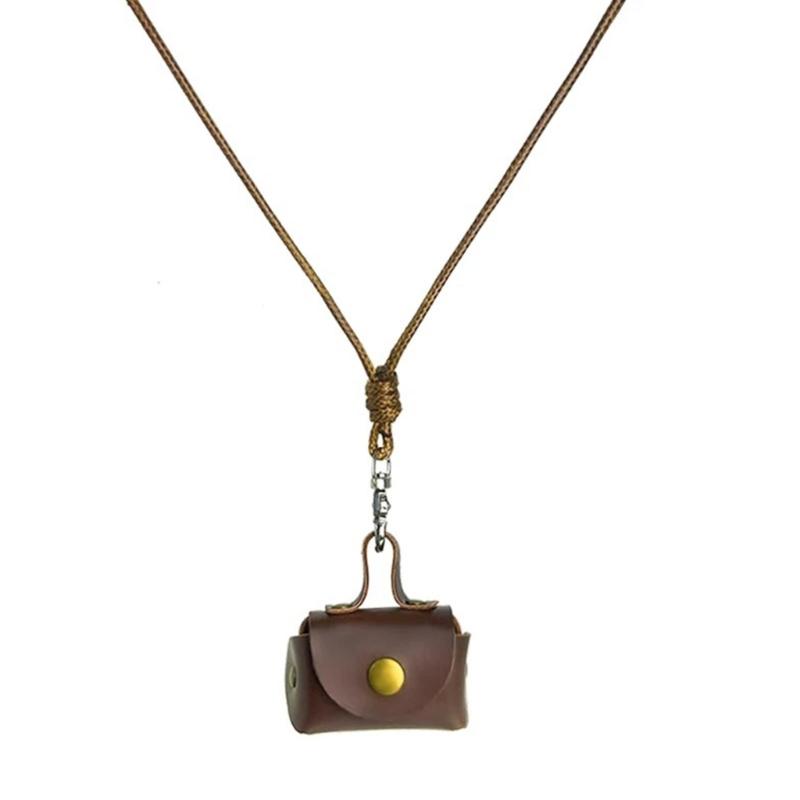 Vintage Robuster Leder-Halsbeutel zur Aufbewahrung von Kopfhörern und Münzen Kleine Lange Designs für Modische Frauen Damen