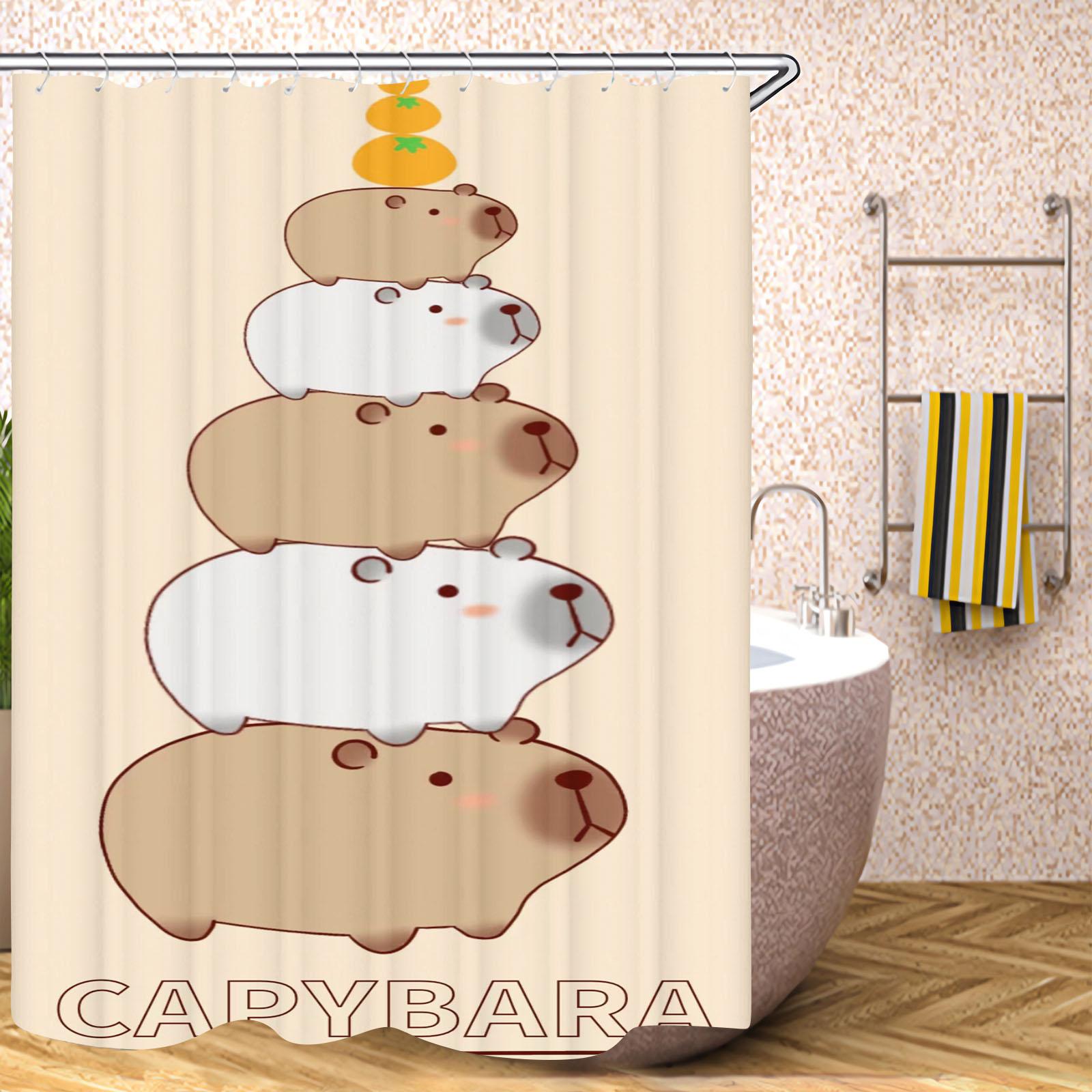 

Капибара Шторы для ванной Аксессуары Наборы Роскошная штора для душа Ванна и Предметы Милые Водонепроницаемые Смешные Аниме Для Гостиной 90x180cm