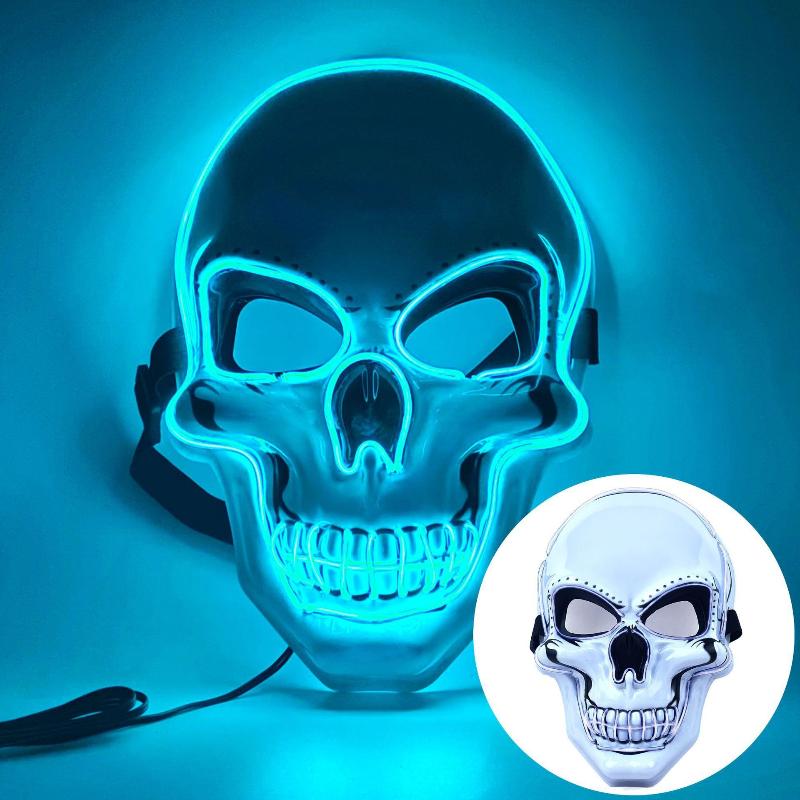 1Pcs Fashion Horror Halloween Skull Mask Led Light Cosplay Costume Cosplay Mask Halloween Party Supplies Halloween Party