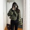 Women's Early Spring 2025 Imitation Fox Fur Petite Motorcycle Jacket