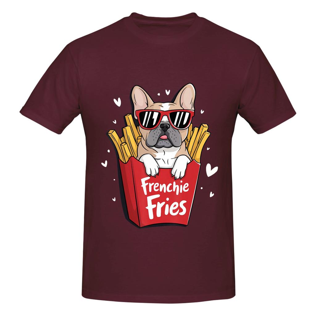 1 Piece Frenchie Fries Graphic 100 Cotton Tshirt French Bulldog Tees Tops For Unisex