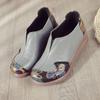 New Spring Style Sponge Cake Bottom Casual Women's Shoes Ethnic Style Genuine Leather Color-blocking Single Shoes To Increase Height and Comfort