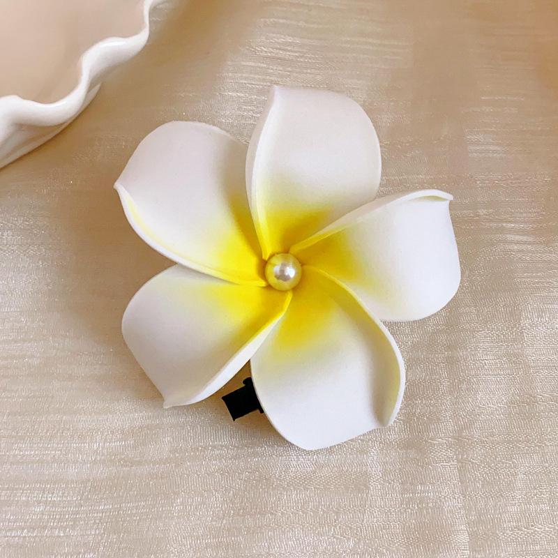 Fairy Chiffon Pearl Flower Tassel Hair Clip - Vacation Style Duckbill Bangs Accessory