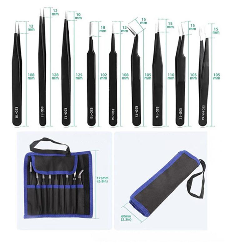 Stainless Steel Precision Antistatic Electrostatic Tweezers Set Maintenance Tools Professional Electronic Tweezers SIKEZHAN Tool