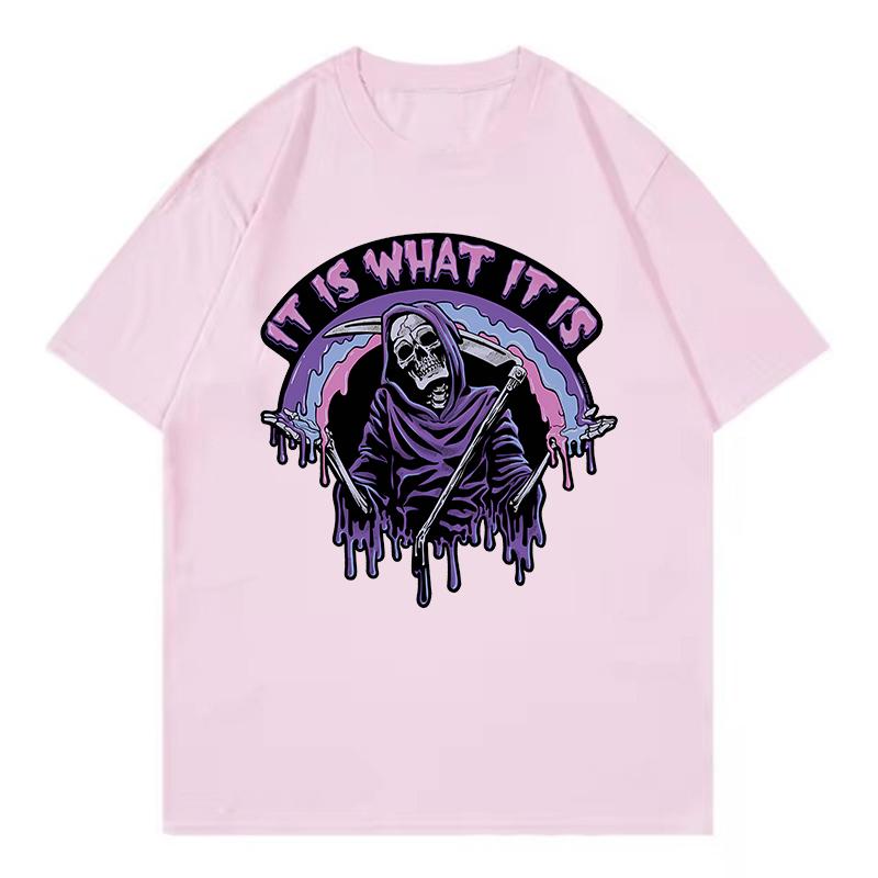 Vintage Comic Tee It Is What It Is Funny T Shirts Unisex Women Tshirt Round Neck Short Sleeve Trendy Tee Shirt Streetwear Tops