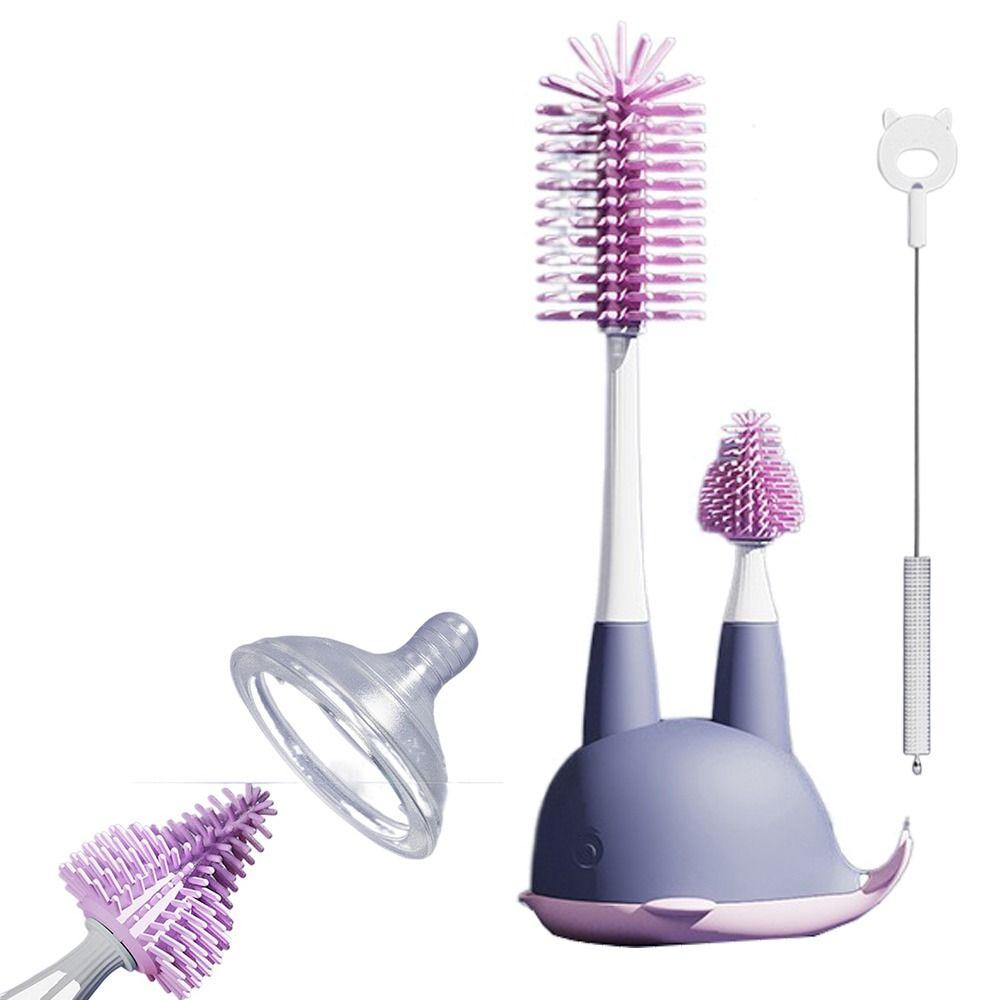 

Вращение на 360 градусов 3 в 1 очиститель для сосок с длинной ручкой силиконовый набор для чистки пустышек для младенцев