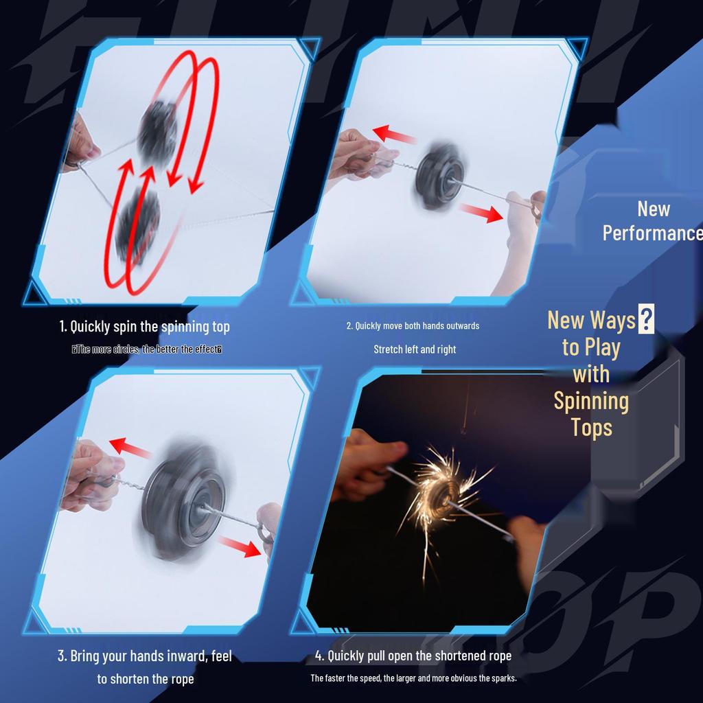 Exploding Spark Pull String Spinning Top - Fun Decompression Toy for Kids