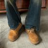 Derby Shoes Men's 2026  Autumn and Winter New Big Toe Shoes Low Top Thick Soled Big Yellow Boots  Round Toe Leather Shoes
