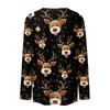 Women's Fashion Casual Long Sleeve Christmas Printed Round Neck Top