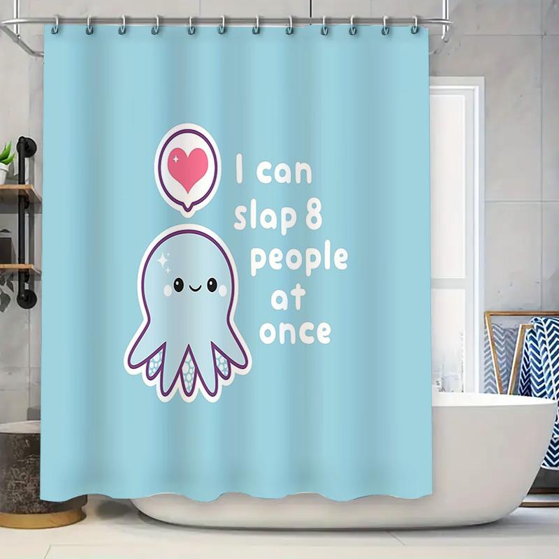 

Cute Octopus Shower Curtain Ocean Sea Life Bathroom Decor Waterproof Fabric Backdrop Washable Liner W60H190(CM)-1 Pcs