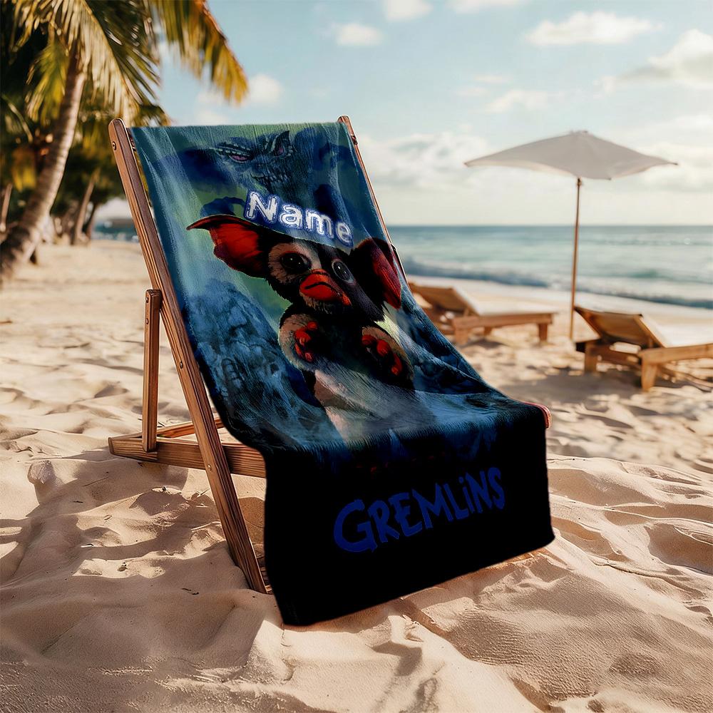 Gremlin Night Adventure Customize Your Name Beach Towel Soft Durable Quick-Dry