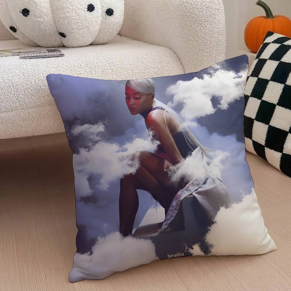Певица Ариана Гранде Наволочка Антипылевой клещ Наволочка Невидимая молния Шелковистый короткий плюш Чехол для подушки дивана 12x12Inch
