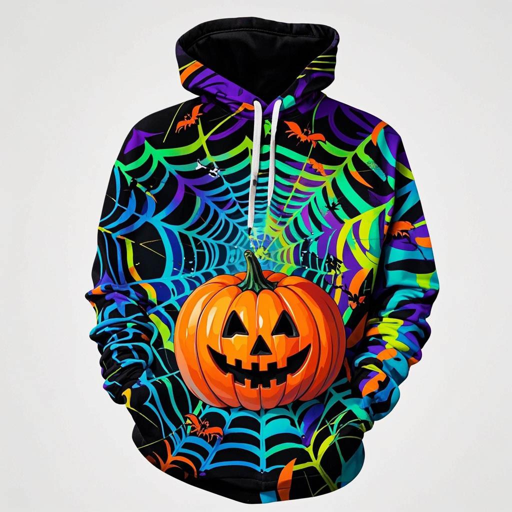 Autumn 3D Pumpkin Ghost Printed Hoodies Fashionable Casual Sports Long Sleeved Men's Hooded Sweatshirts