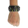 Trendiges Punk Totenkopf Schnallen Strass Armband, Personalisiertes PU Leder Armband
