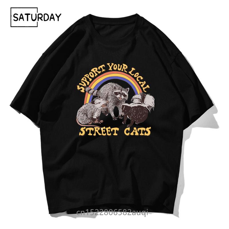 Street Cats Support Cool Casual Men/Women 100% Cotton T-shirt Tshirt 2021 Chic Girl Summer Shor