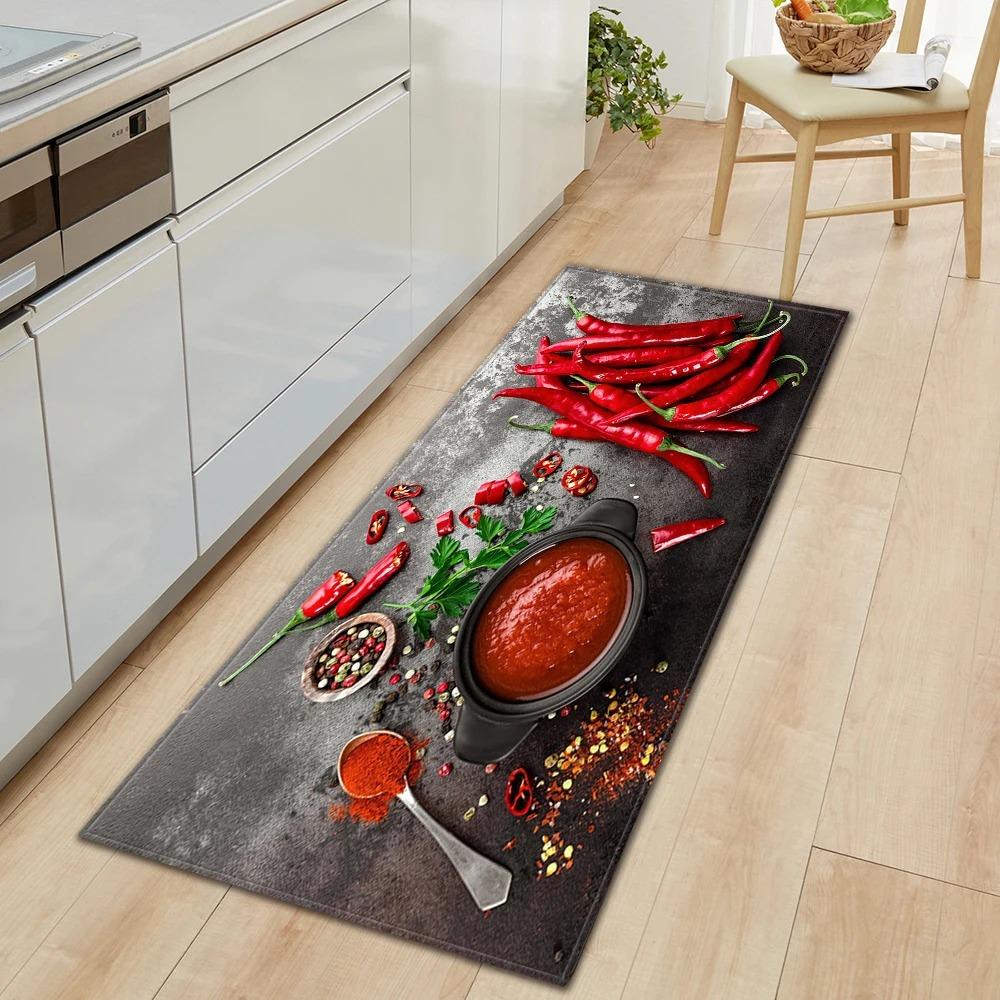 Ingredients and Spices Pattern Home Kitchen Floor Mats Door Front Decoration Floor Mats