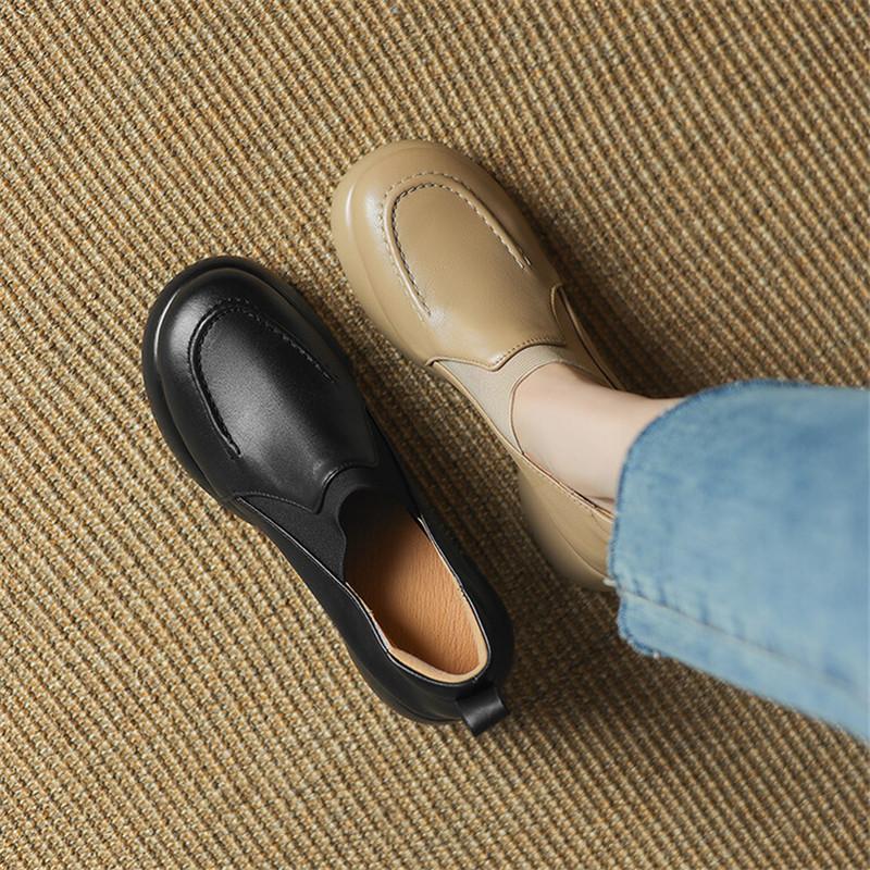 Fashion NEW Spring Autumn Sheep Leather Women Shoes Fashion Round Toe Platform Shoes for Women Loafer Women Pumps High Heel Zaptos Mujer