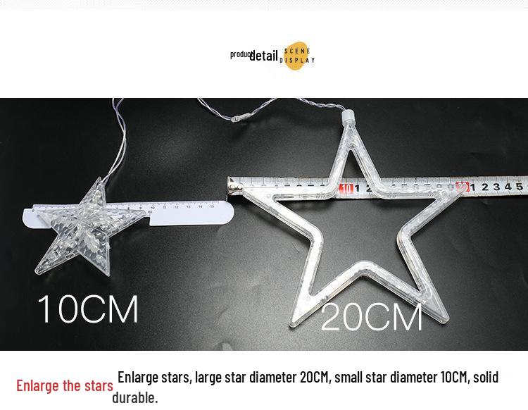LED Star String Lights: 6 Large & 6 Small Stars for Christmas, Festival Decor, Five-Pointed Curtain Lights for Weddings & Events