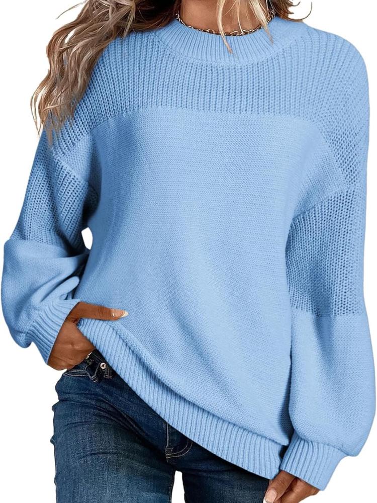 

Женский повседневный свитер крупной вязки свободного кроя с рукавами с вырезами, пуловер с круглым вырезом и длинными рукавами, 6 цветов L