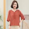 Stylish Plus Size Cotton & Linen Summer Top for Middle-Aged and Elderly Women