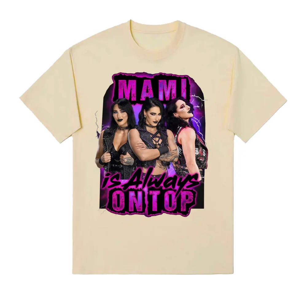 

Camiseta gráfica Rhea Ripley mami luchadora femenina retro camiseta de manga corta de moda 4XL