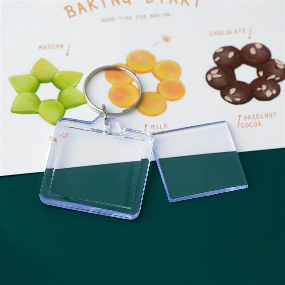 2-5Pcs/Pack Transparent Rectangle Blank Acrylic Insert Keychain Photo Picture Frame Keyring Holder DIY Split Ring KeyChain Gift