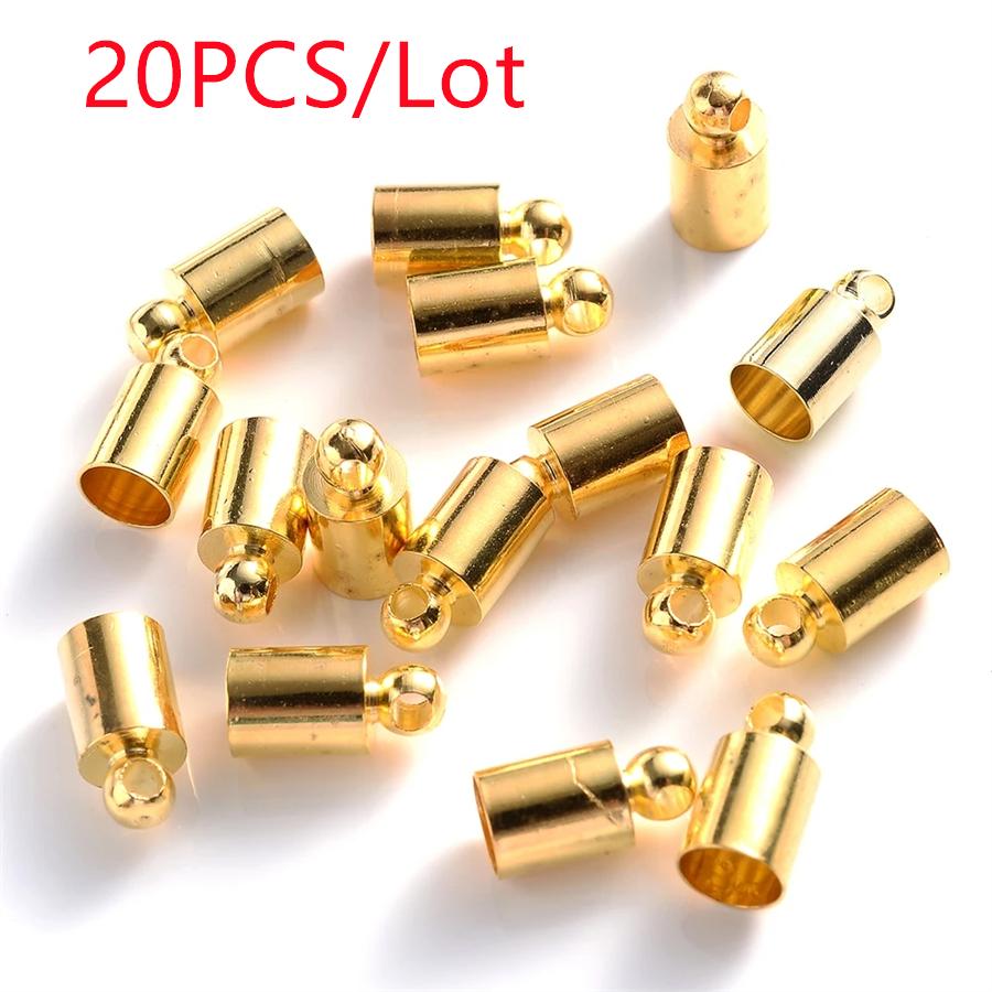 20 ks/Lot Kulaté koncovky šňůr 2 3 4 5 6 7 8 9 10 mm Krimpovací koncová zátka Konektor pro výrobu šperků Náramek Náhrdelník