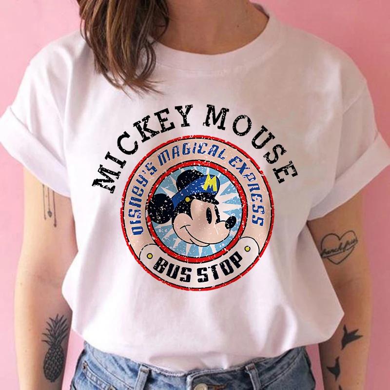 Disney Funny Mickey Tshirt Minnie Mouse Cartoon T-shirt Printing Women Tshirt Female Clothes Kawaii Summer Girls Clothing