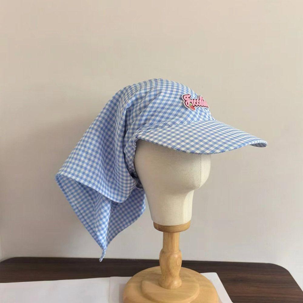 Fashion Plaid Pattern Sunshade Hat Simple Breathable Cotton Baseball Cap Quick-drying Headwears Beach Wear