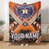 Name Custom Houston Astros Logo Print Flannel Blanket High Quality Warm Comfortable Cover for All Seasons Perfect for Gifts Home Decor