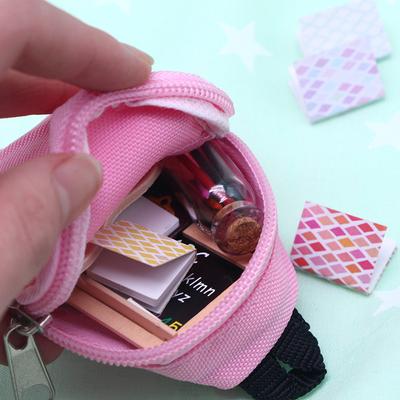 1:6 Dollhouse Miniature Canvas School Bag Floral Backpack Doll Accessories Model Decor Toy Doll House Accessories