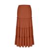 Women's Fashion Color Elastic Waist Skirt Loose Casual High Waist Tie Long Skirt