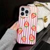 Creative Striped Strawberry Fresh Orange Laser Phone Case For iPhone 17 16 Pro Max 15 14 Pro Max Plus 13 Mini 12 11 Pro Max Case