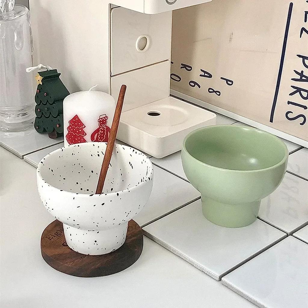 4 Inch Retro Ceramic Bowl Cute Rice Bowl Noodles Container Cereal Soup Dessert Snack Bowl Kitchen Tableware Microwave Safe