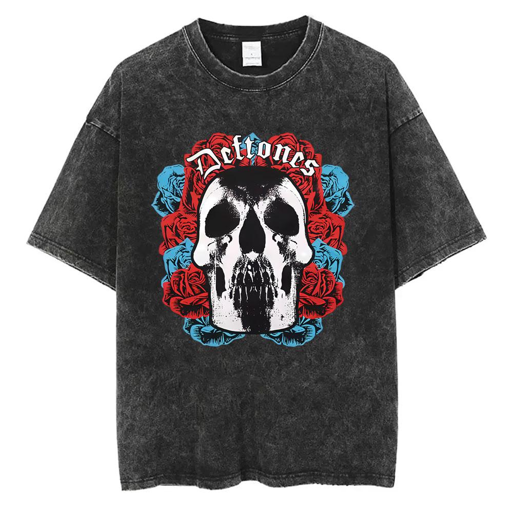 Alternative Metal Rock Band Deftones Vintage Washed T-shirt Men s Women Clothing Retro Gothic Punk Oversized T Shirt Streetwear S разноцветный