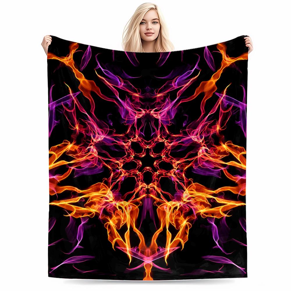 Abstract Fire Pattern Area Blanket with Black Background, Blanket Blanket, Suitable for Use In the Bedroom, Living Room, On the Sofa