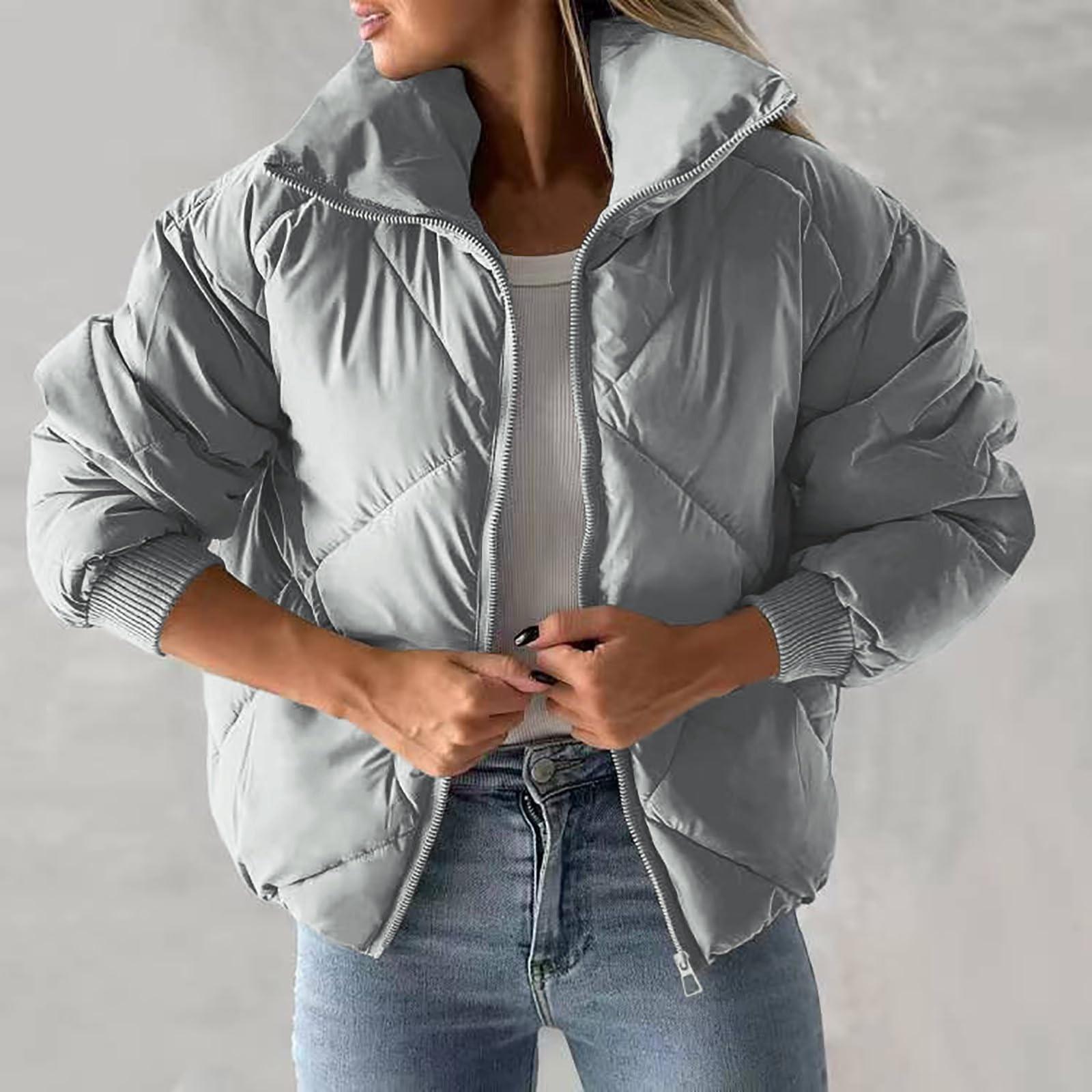 

Женская повседневная однотонная короткая клетчатая куртка с одним воротником и длинными рукавами из плотного хлопка M