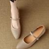 Damenschuhe klassisch spitz beige hohe Qualität Frühling & Herbst quadratischer Absatz Schuhe für die Büroarbeit ab701