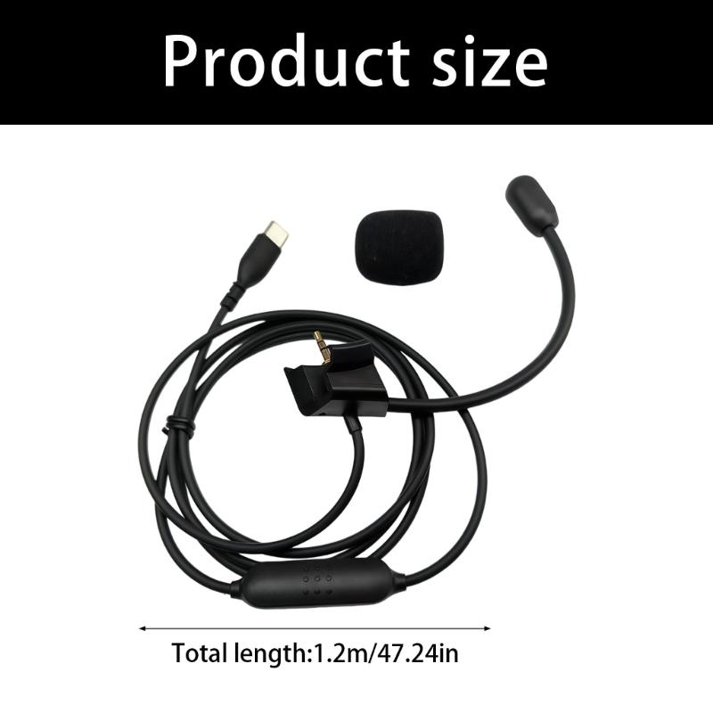 Premium Type C Music Cable With Microphone Boom For QC35 Headphones Wire 2.5mm Gold Plated Connector 1.2m/47.24in